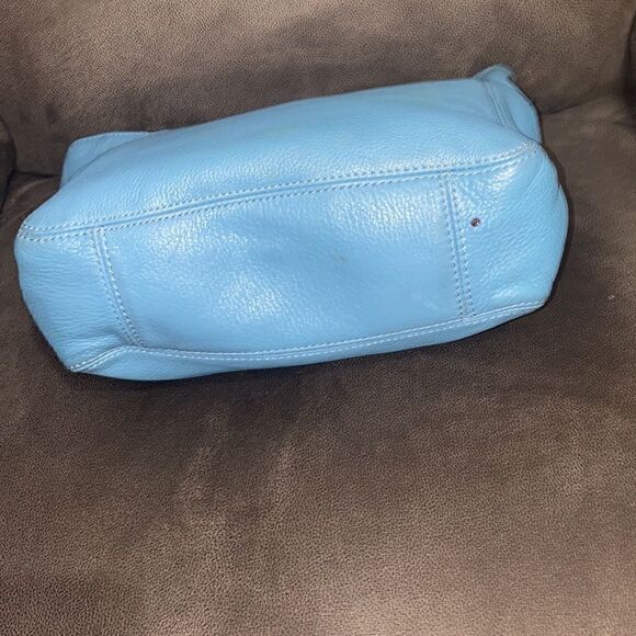 Michael Kors MK Fulton logo baby blue leather shoulder bag purse - Picture 5 of 10